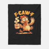 F Caw F Funny Chicken Classic Retro Graphic Fleece Deken (Voorkant)
