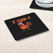 F Caw F Funny Chicken Classic Trendy Modern Style Vierkante Kartonnen Onderzetter (Schuin)