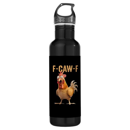 F Caw F Funny Chicken Humor Rooster Meme Classic Waterfles (Voorkant)
