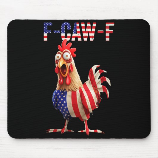 F-caw-f Funny Chicken Humor Usa Flag Quote Rooster Muismat (Voorkant)