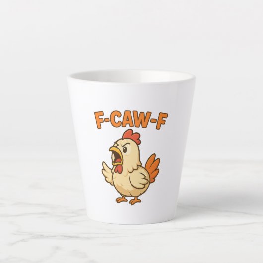 F-CAW-F Funny Chicken | Quote Rooster Meme T-shirt Latte Mok (Voorkant)