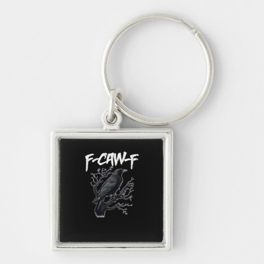 F-Caw-F Funny Crow Minimal Clean Sleutelhanger (Voorkant)