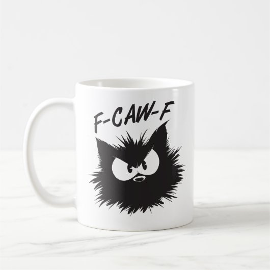 "F-CAW-F" Funny Grumpy Cat Mug (Gauche)