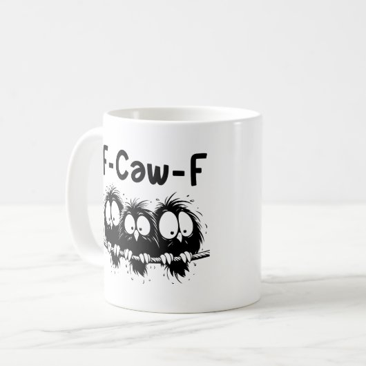 "F-Caw-F" Funny Startled Birds Mug (Devant gauche)