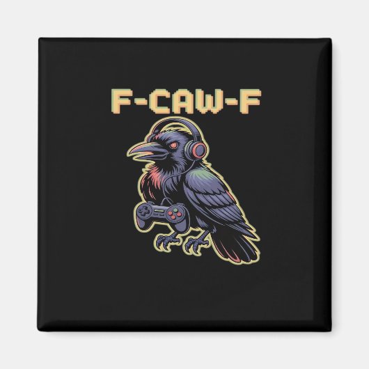 F-Caw-F Gaming Raven With Headphones - Edgy Stream Magneet (Voorkant)