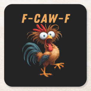 F-Caw-F Gotische Kraai Humor Grappig Vintage Stijl Vierkante Kartonnen Onderzetter