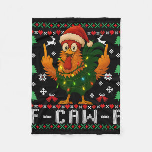 F-caw-f Grappige Kip Humor Haan Kerstmis Lelijk Fleece Deken
