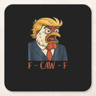F Caw F Grappige Kip Klassieke Vintage Coole Stijl Vierkante Kartonnen Onderzetter