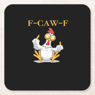 F-Caw-F Grappige Kip Retro Klassieker Vierkante Kartonnen Onderzetter