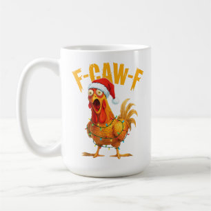 F-Caw-F Grappige Kippencalèche Kerst Licht Santa H Koffiemok