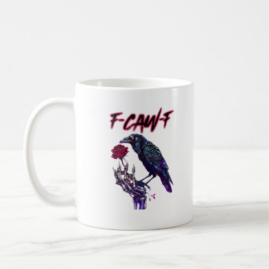F-Caw-F Grappige Raaf Kraai Griezelig Seizoen Hall Koffiemok (Links)