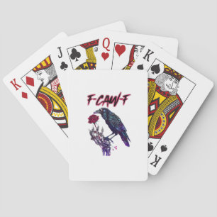 F-Caw-F Grappige Raaf Kraai Griezelseizoen Hallowe Pokerkaarten