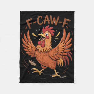 F-caw-f Grappige Rommelige Kip Vogel Haan Fcawf Me Fleece Deken