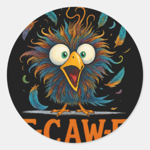 F-caw-f Grappige Rommelige Kip Vogel Haan Fcawf Me Ronde Sticker