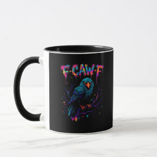 F Caw F Grappige Vogel Kraai Raaf Punt Grap Grappi Mok