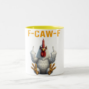 F-Caw-F Haan Meme   Grappige Kippen Grap   Haan Tweekleurige Koffiemok