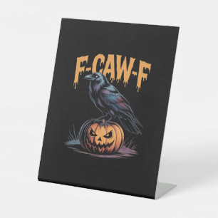F-Caw-F Halloween Raaf Jack-O-Lantern Griezelige Z Reclamebord Met Voetstuk