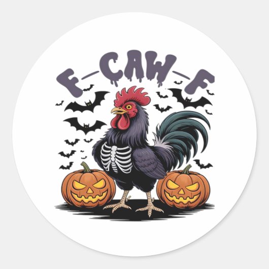 F Caw F Humor Crow Gothic Funny Style Ronde Sticker (Voorkant)