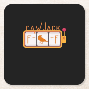 F-Caw-F Jackpot Retro Grafisch Vierkante Kartonnen Onderzetter