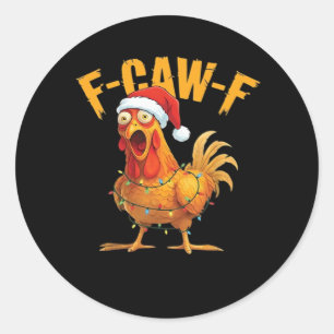 F-Caw-F Kerstkip Essentieel Ronde Sticker