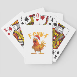 F-Caw-F Kerstmis Grappige Kip Kerstmis Essentieel Pokerkaarten
