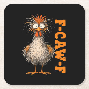 F-Caw-F-Kip Eagerlys Kleurrijke Grappige Haan Me Vierkante Kartonnen Onderzetter