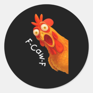 F-Caw-F Kip Essentiële Klassieke Retro Ronde Sticker