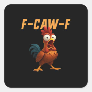 F-Caw-F Kip Grappige Kip F-Caw-F Tandwiel Retro G Vierkante Sticker