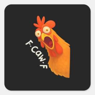 F-Caw-F Kip Retro Klassieker Vierkante Sticker