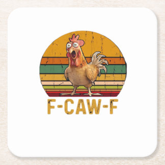 F-Caw-F Kippenhumor Essentieel Minimaal Schoon Vierkante Kartonnen Onderzetter
