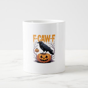 F-Caw-F Klassieke Halloween Raven Pompoen T-shirt  Extra Grote Beker