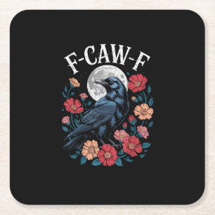 F-Caw-F Kraai Gothic Raven Krass Krass Voor Hallow Vierkante Kartonnen Onderzetter