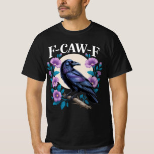 F CAW F Kraai Paarse Bloemen en Maan T-shirt