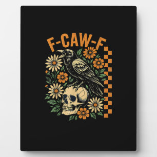 F-Caw-F Kraai Pun Grappige Vogel Kraaiend Grunge H Fotoplaat