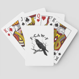 F-Caw-F Kraai Pun Grappige Vogel Kraaiend Grunge H Pokerkaarten