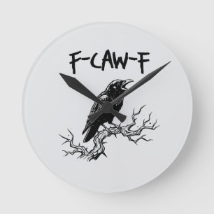 f-caw-f kraai raaf woordspeling ronde klok