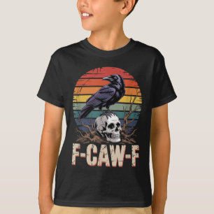 F-caw-f Kraai Raven Schedel Gotische Bloemen Zon T-shirt
