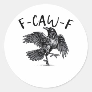 F Caw F Kraai Retro Klassieke Stijl Ronde Sticker