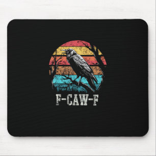 F-Caw-F Kraai Retro Zonsondergang Pun Grappige Vog Muismat