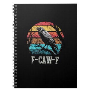 F-Caw-F Kraai Retro Zonsondergang Pun Grappige Vog Notitieboek