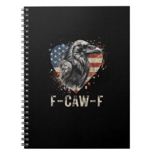 F-Caw-F Kraai Vogel Hart VS Vlag Vintage Notitieboek