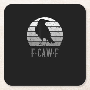 F-Caw-F Kraai Vogel Retro Maan Vintage F-Caw-F Vierkante Kartonnen Onderzetter
