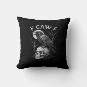 F-Caw-F Kraai Vogel Retro Vintage Gotische Maan F- Kussen