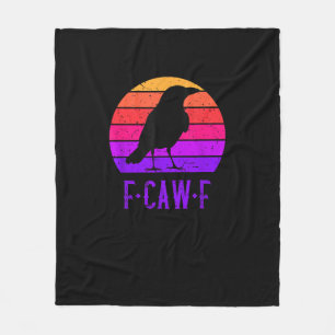 F-Caw-F Kraai Vogel Retro Zonsondergang Vintage F- Fleece Deken