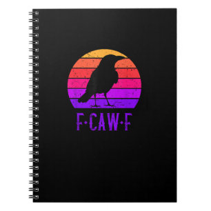 F-Caw-F Kraai Vogel Retro Zonsondergang Vintage F- Notitieboek