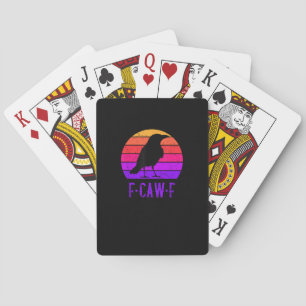 F-Caw-F Kraai Vogel Retro Zonsondergang Vintage F- Pokerkaarten