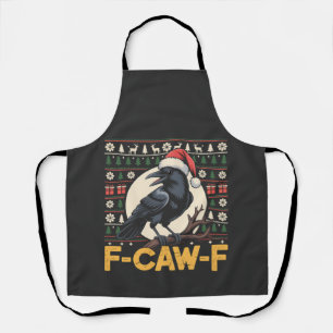 F-Caw-F Lelijk Kersttrui Funny Raven Xmas Schort