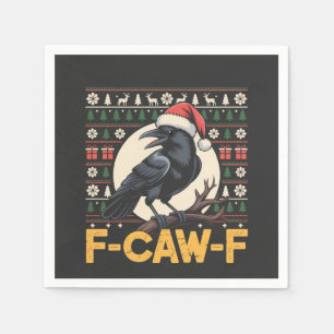 F-CAW-F Lelijke Kersttrui Funny Raven Xmas Servet