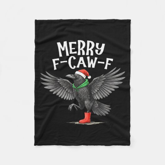 F-caw-f Merry Christmas Funny Crow Raven Fleece Deken (Voorkant)