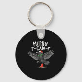 F-caw-f Merry Christmas Funny Crow Raven  Sleutelhanger (Voorkant)